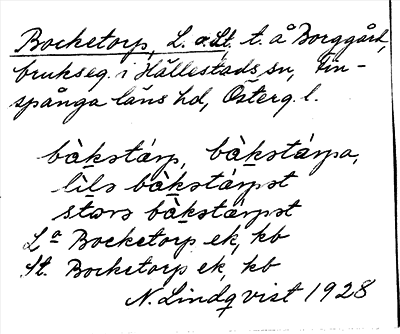 Bild på arkivkortet för arkivposten Bocketorp, L. o. St.