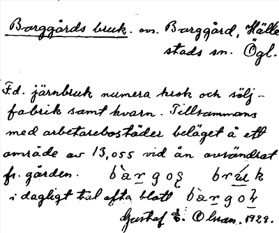 Bild på arkivkortet för arkivposten Borggårds bruk