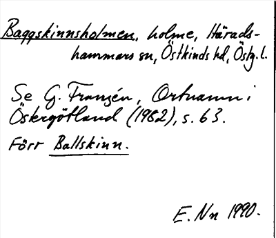 Bild på arkivkortet för arkivposten Baggskinnsholmen