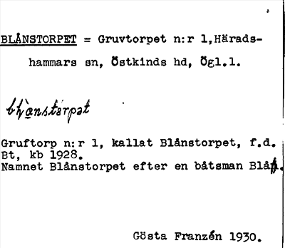 Bild på arkivkortet för arkivposten Blånstorpet