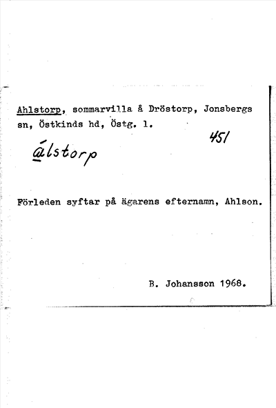 Bild på arkivkortet för arkivposten Ahlstorp