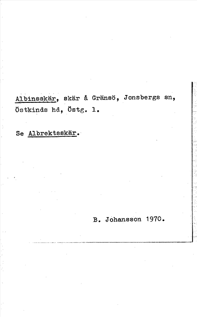 Bild på arkivkortet för arkivposten Albindsskär, se Albrektsskär