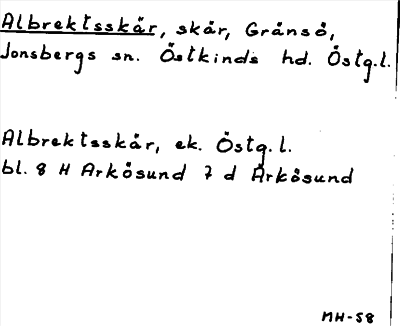 Bild på arkivkortet för arkivposten Albrektsskär