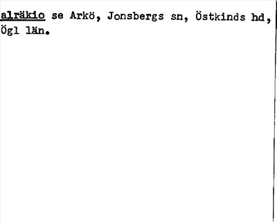 Bild på arkivkortet för arkivposten alräkio se Arkö