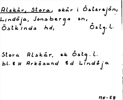 Bild på arkivkortet för arkivposten Alskär, stora