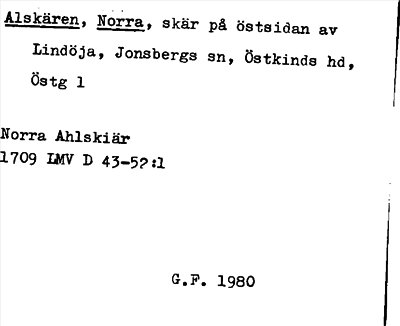 Bild på arkivkortet för arkivposten Alskären, Norra