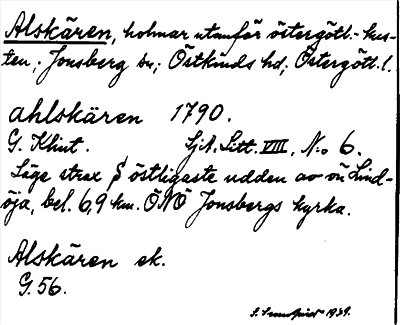 Bild på arkivkortet för arkivposten Alskären