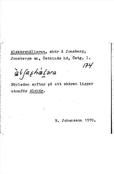 Bild på arkivkortet för arkivposten Alskärshällarna