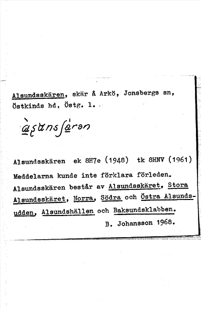 Bild på arkivkortet för arkivposten Alsundsskären