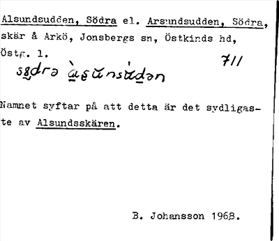 Bild på arkivkortet för arkivposten Alsundsudden, Södra el. Arsundsudden, Södra
