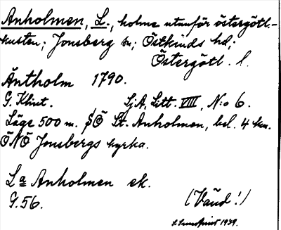 Bild på arkivkortet för arkivposten Anholmen, L.