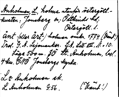 Bild på arkivkortet för arkivposten Anholmen, L.