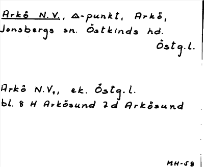 Bild på arkivkortet för arkivposten Arkö N. V.