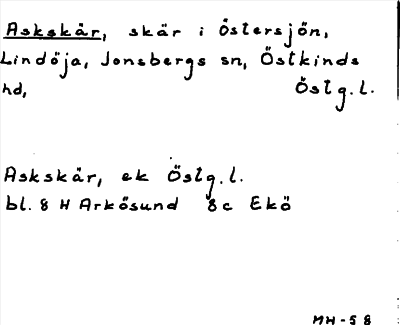Bild på arkivkortet för arkivposten Askskär