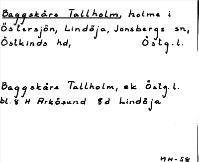 Bild på arkivkortet för arkivposten Baggskärs Tallholm