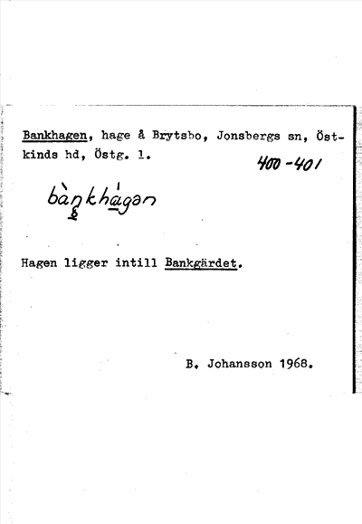 Bild på arkivkortet för arkivposten Bankhagen