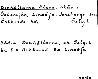 Bild på arkivkortet för arkivposten Benhällarna, Södra