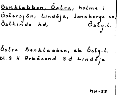 Bild på arkivkortet för arkivposten Benklabben, Östra