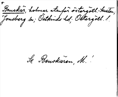 Bild på arkivkortet för arkivposten *Benskär se Benskären, M.