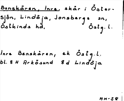 Bild på arkivkortet för arkivposten Benskären, Inre