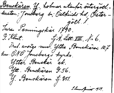 Bild på arkivkortet för arkivposten Benskären, Y.