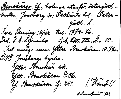 Bild på arkivkortet för arkivposten Benskären, Y.