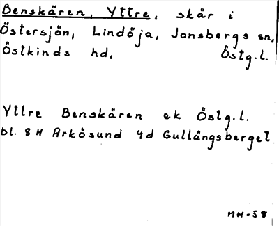 Bild på arkivkortet för arkivposten Benskären, Yttre