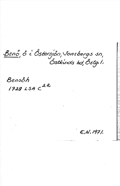 Bild på arkivkortet för arkivposten Benö