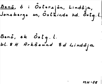 Bild på arkivkortet för arkivposten Benö