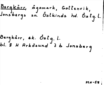 Bild på arkivkortet för arkivposten Bergkärr