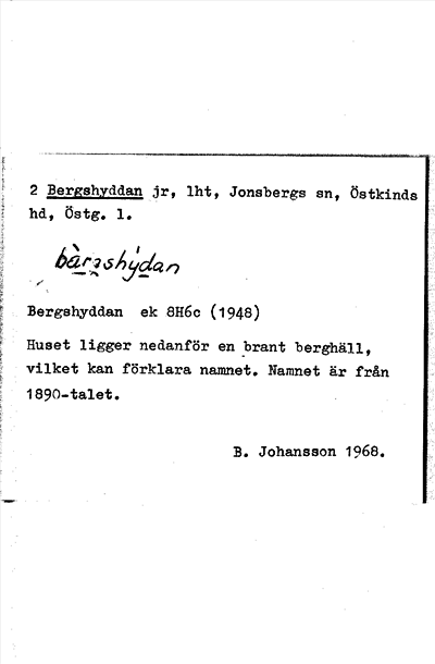 Bild på arkivkortet för arkivposten Bergshyddan