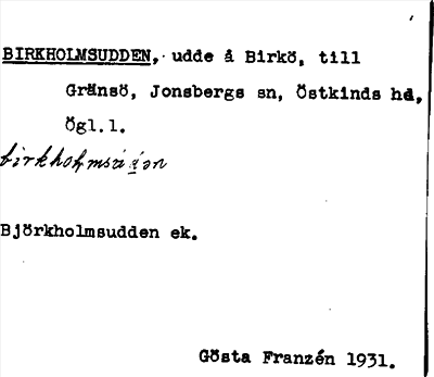 Bild på arkivkortet för arkivposten Birkholmsudden