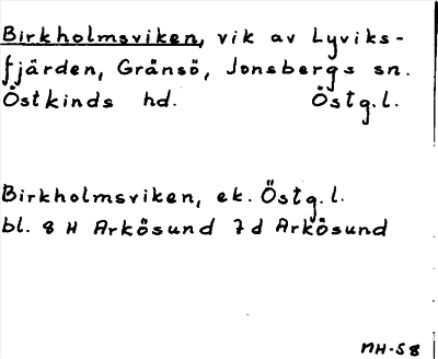 Bild på arkivkortet för arkivposten Birkholmsviken