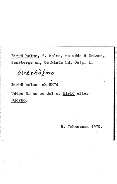 Bild på arkivkortet för arkivposten Birkö holme
