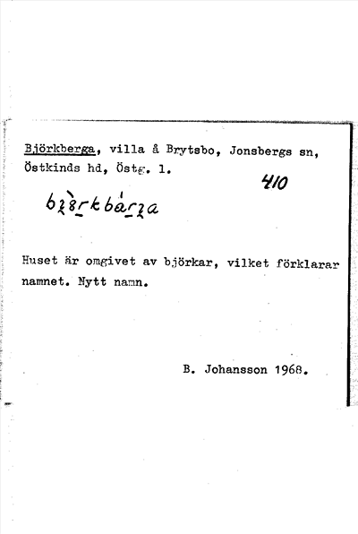 Bild på arkivkortet för arkivposten Björkberga