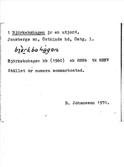 Bild på arkivkortet för arkivposten Björkebohagen