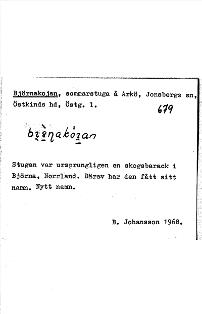 Bild på arkivkortet för arkivposten Björnakojan