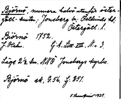 Bild på arkivkortet för arkivposten Björnö
