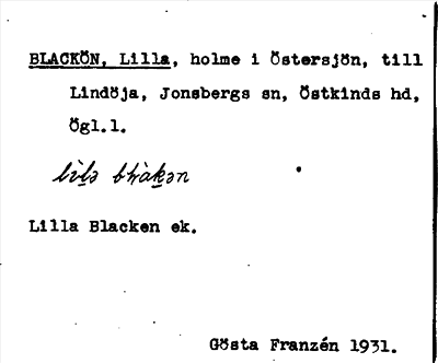 Bild på arkivkortet för arkivposten Blackön, Lilla