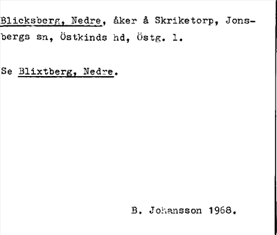 Bild på arkivkortet för arkivposten Blicksberg, Nedre, Se Blixtberg, Nedre