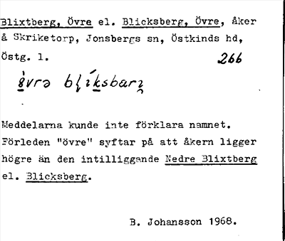 Bild på arkivkortet för arkivposten Blixberg, Övra el. Blicksberg, Övre