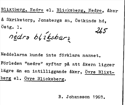 Bild på arkivkortet för arkivposten Blixtberg, Nedre el. Blicksberg, Nedre