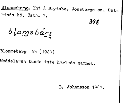 Bild på arkivkortet för arkivposten Blommeberg