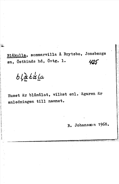 Bild på arkivkortet för arkivposten Blåkulla