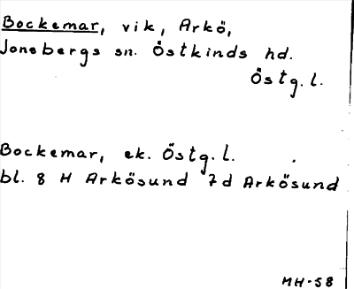 Bild på arkivkortet för arkivposten Bockemar