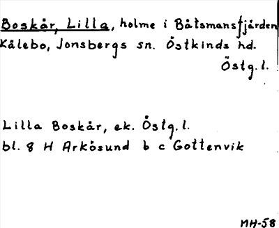 Bild på arkivkortet för arkivposten Boskär, Lilla