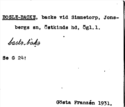Bild på arkivkortet för arkivposten Bosle-backe