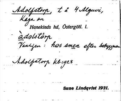 Bild på arkivkortet för arkivposten Adolfstorp