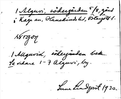 Bild på arkivkortet för arkivposten Alguvi, Södergård