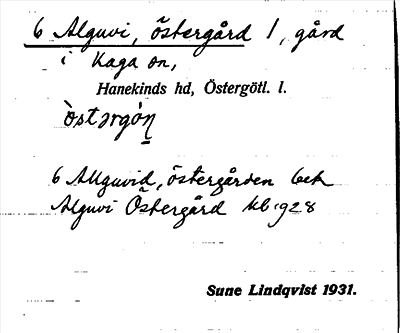 Bild på arkivkortet för arkivposten Alguvi, östergård